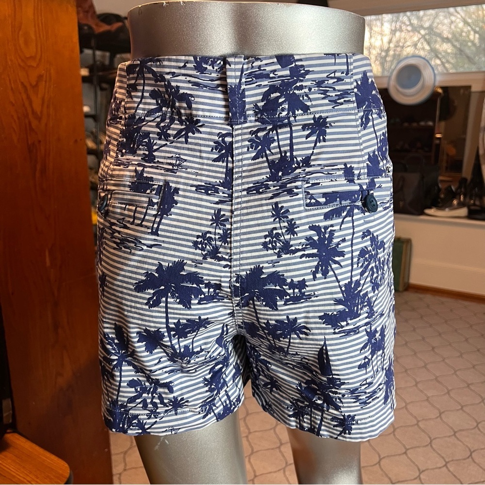 Vineyard Vines Island Scene Deep Bay Striped Shorts Size 12 Retro Style Print - Picture 6 of 10